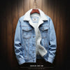 Men Winter Wool Liner Jean Jackets Outerwear Warm Denim Coats, Size:M(Sky Blue)