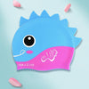 HAIZID Cute Cartoon Waterproof Silicone Children Swimming Cap(Fish Blue Pink)