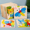 4 PCS / Sets Of Children Early Education Three-Dimensional Wooden Animal Puzzle Toys(Tiger + Kitten + Submarine + Ambulance)