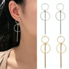 Geometric Hollow Large Small Circle Long Type Alloy Stud Earrings(Silver)