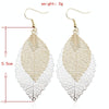 Double-layered Leaves Tassel Earrings Simple Retro Metal Leaf-ears Ornaments(Red Black)