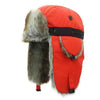 Orange Brown Fur Winter Outdoor Padded Adjustable Head Circumference Ski Hat Warm Ear Protected Cap Flight Hats