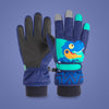 2020KL Cartoon Dinosaur Pattern Children Anti-Slip And Waterproof Ski Gloves Windproof and Warm Gloves for Cycling Sports, Colour: Navy Blue(L)