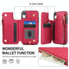 For iPhone XR Double Flap Zipper RFID Leather Phone Case with Short Lanyard(Red)