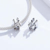 S925 Sterling Silver Relief Number Series 0-9 Beads DIY Bracelet Necklace Accessories, Style:4