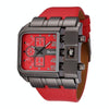 Oulm 3364 Men Square Dial Leather Belt Quartz Watch(Red)