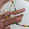 Colorful Beaded Smiley Necklace Womens Clavicle Chain, Style: Elastic Rope Style