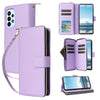 For Samsung Galaxy A23 5G Nine-card Slots Zipper Wallet Bag Leather Phone Case(Purple)