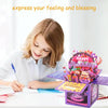 Colorful 3D Three-dimensional Handmade Hollow Paper Carving Birthday Card(Blue)