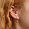 S925 Sterling Silver Heart Turquoise Ear Buckle Women Earrings