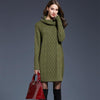 Autumn And Winter Knitwear Dresses Long Turtleneck Sweater For Women, Size: L(Army Green)