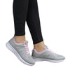 Mesh Breathable Flat Sneakers Running Shoes Casual Shoes for Women, Size:38(Gray Pink)