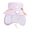 1015 Summer Children Sun Hat Outdoor Sun Protection Bucket Hat With Shawl(Pink)