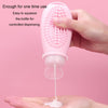 100ml 2 In1 Travel Dispenser Bottle Silicone Portable Massage Brush Shampoo Lotion Divider Bottle(Light Gray)