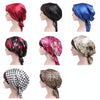 TJM-226 Ladies Satin Print Ribbon Bow Turban Hat Night Cap Silk Chemotherapy Hat Long Tail Braid Hat(Red Wine)