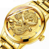 FNGEEN S666 Waterproof Luminous Watch Quartz Ultra-Thin Dragon Or Phoenix Pattern Couple Watch(Full Gold Black Surface)