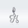S925 Sterling Silver 26 English Letter Pendant DIY Bracelet Necklace Accessories, Style:H