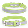 Reflective PU Leather Dog Collar, Light Green, Large