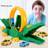 Children DIY Crocodile Ejection Rail Car Toy with 2 Cars