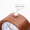 Solid Wood Silent Snooze Alarm Clock with Pointer(Square Wood Color)