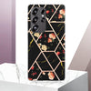 For Samsung Galaxy S25 Ultra 5G Splicing Marble Flower IMD TPU Phone Case(Black Flower)