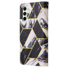 For Samsung Galaxy S24 FE 5G Marble Bronzing Stitching Leather Phone Case(Black)