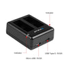 PULUZ USB Dual Batteries Charger for GoPro HERO12 Black /11 Black /10 Black /9 Black (Black)