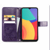 For Alcatel 1S 2021 Four-leaf Clasp Embossed Buckle Mobile Phone Protection Leather Case with Lanyard & Card Slot & Wallet & Bracket Function(Purple)