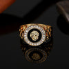 Hip Hop 18K Gold Plated Lion Head Rhinestone Ring for Men, US Size: 11, Inner Diameter: 21mm, Perimeter: 64.6mm(Gold)