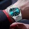 BINBOND B102 Dual-calendar Leisure Waterproof Luminous Quartz Watch, Color: White Steel-Green