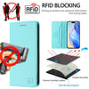 For iPhone 12 / 12 Pro RC01 Dual-Folded Magnetic Suction RFID Leather Phone Case(Mint Green)