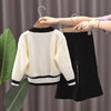 Baby Girls Winter Clothes Set Knit Sweater and Pants Autumn Girl Clothing, Size: 110(Black and White)