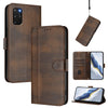 For Samsung Galaxy S20+ Line Splicing Buckle Retro Leather Phone Case(Brown)