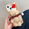For iPhone 13 mini 3D Christmas Bear Plush Phone Case(Brown)