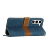 For Samsung Galaxy S23+ 5G Grid Stitching Leather Phone Case with Lanyard(Blue)