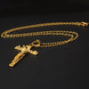 10 PCS Men Vintage Stainless Steel Cross Jesus Pendant Necklace(Cross chain-Gold)
