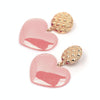 Peach Heart Earrings Retro Series Acrylic Stud Earrings for Women(Light Pink)