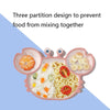 Children One-Piece Full Silicone Table Cartoon Crab Separation Plate(Pink)