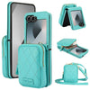 For Samsung Galaxy Z Flip6 AwQuer Crossbody Zipper Wallet Bag Litchi Leather Phone Case(Mint Green)
