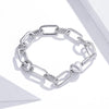 S925 Sterling Silver Paperclip Love Women Bracelet Jewelry, Size:17cm