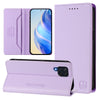 For Samsung Galaxy M32 4G Global / M22 RC01 Dual-Folded Magnetic Suction RFID Leather Phone Case(Light Purple)