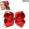 5 PCS 6 Inch Colorful Kids Girls Big Solid Ribbon Hair Bow Clips(12)
