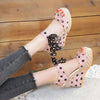 Women Sandals Dot Bowknot Platform Wedge Shoes, Size:39(Pink)