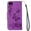 For  iPhone 8 & 7   Pressed Flowers Butterfly Pattern Horizontal Flip Leather Case with Holder & Card Slots & Wallet(Purple)