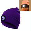 Unisex Warm Winter Polyacrylonitrile Knit Hat Adult Head Cap with 4 LED Lights, Button Battery (Purple)