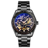 SKMEI 9194 Men Automatic Skeleton Mechanical Steel Band Watch (Black)