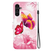 For Samsung Galaxy A15 Crystal Texture Colored Drawing Leather Phone Case(Pink Butterflies)
