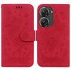 For Asus Zenfone 9 Butterfly Rose Embossed Leather Phone Case(Red)