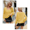 V-neck Sweater Women Autumn and Winter Loose Knitted Bottoming Shirt, Size: L(Yellow)
