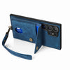 For Samsung Galaxy S25 Ultra 5G Retro Card Wallet Fold Leather Phone Case with Strap(Blue)